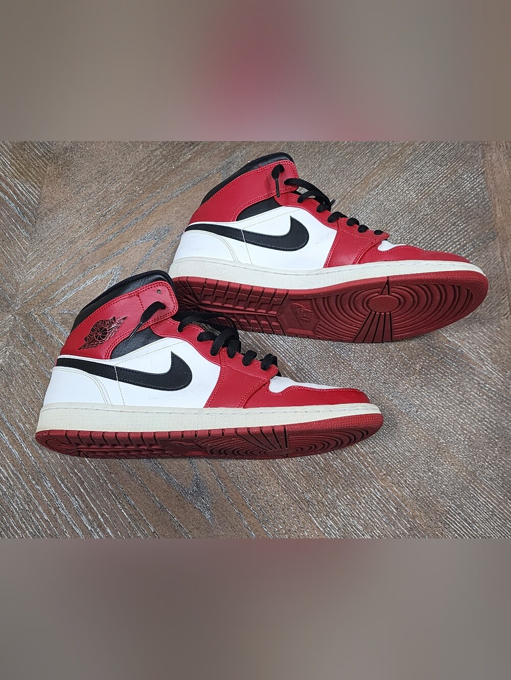 Air Jordan 1 Mid Size 11.5  Men's High-Top Sneakers in Red, White & Black
